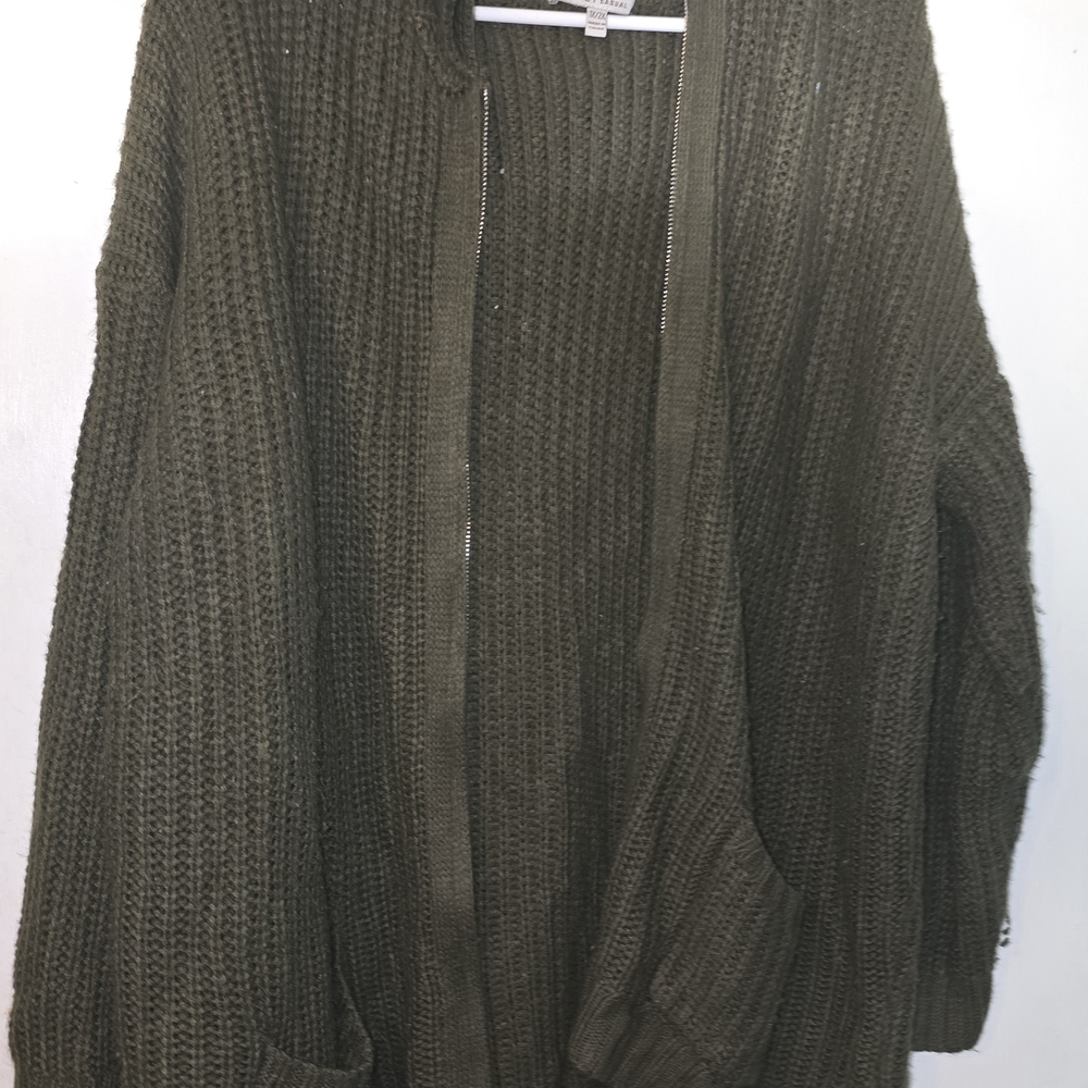 Cozy Casual Olive Cardigan Sweater